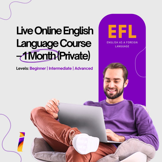 Live Online English Language Course (1 month) (one-to-one) (Beginner/Intermediate/Advanced)